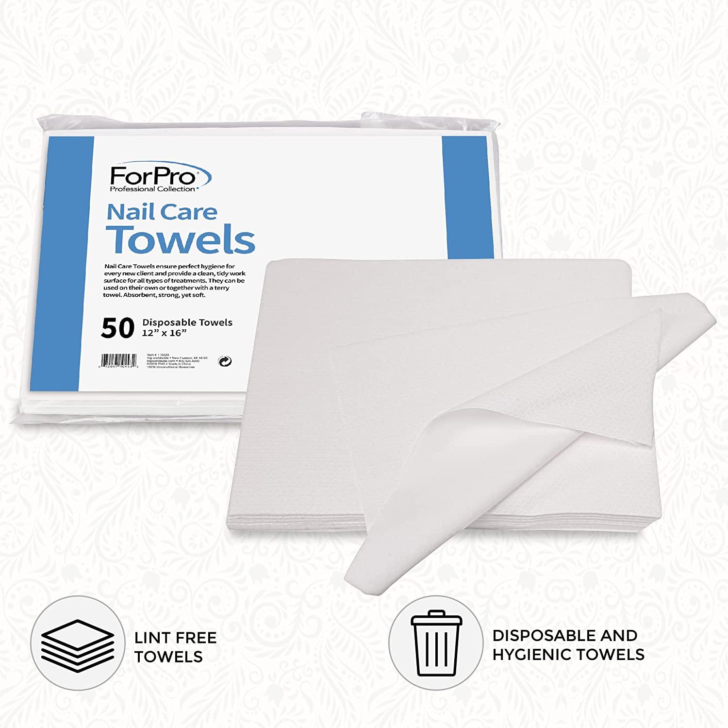 ForPro Nail Care Towels LintFree, Disposable, 12 x 16, 50Count