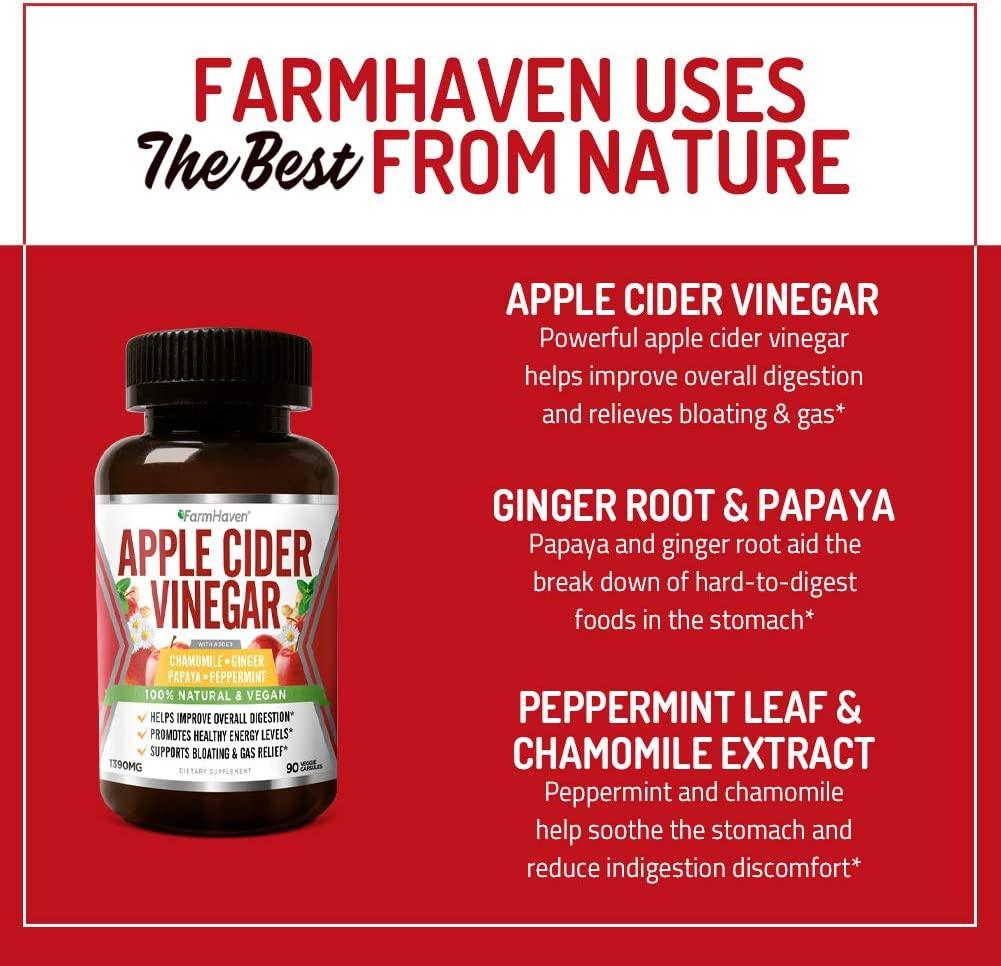 Apple Cider Vinegar Capsules With Ginger, Papaya & Chamomile 1390mg