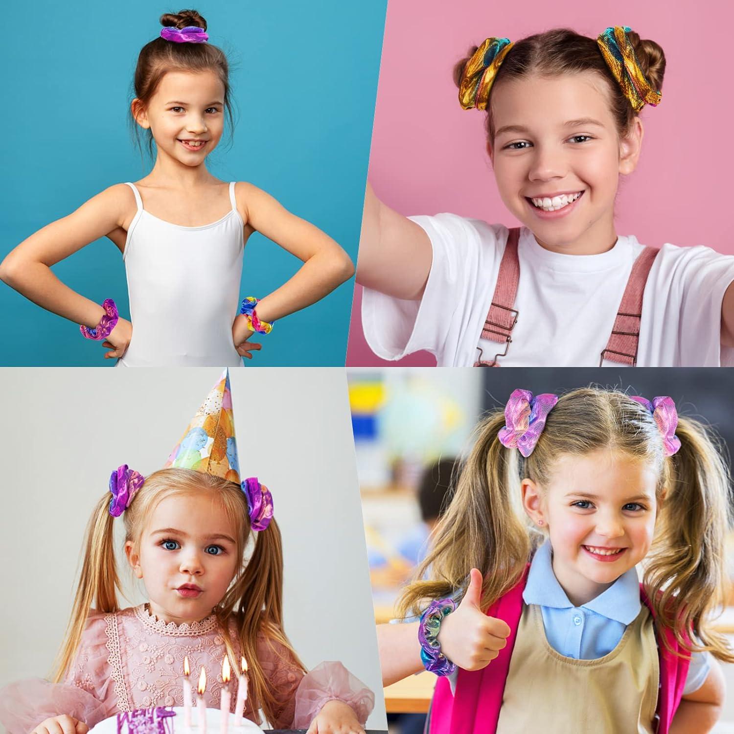 Mermaid Theme Hair Scrunchies 12 Pack Elastic Hair Bands for