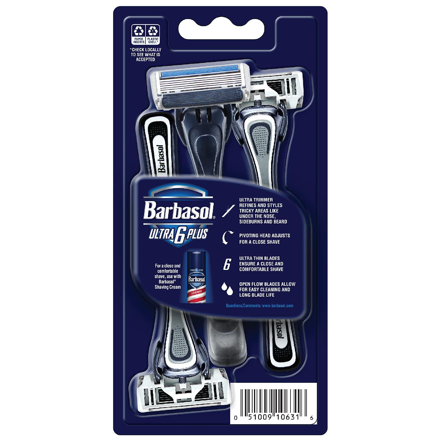 Barbasol Ultra 6 Plus Premium Disposable Razor Value Pack Bundle (3