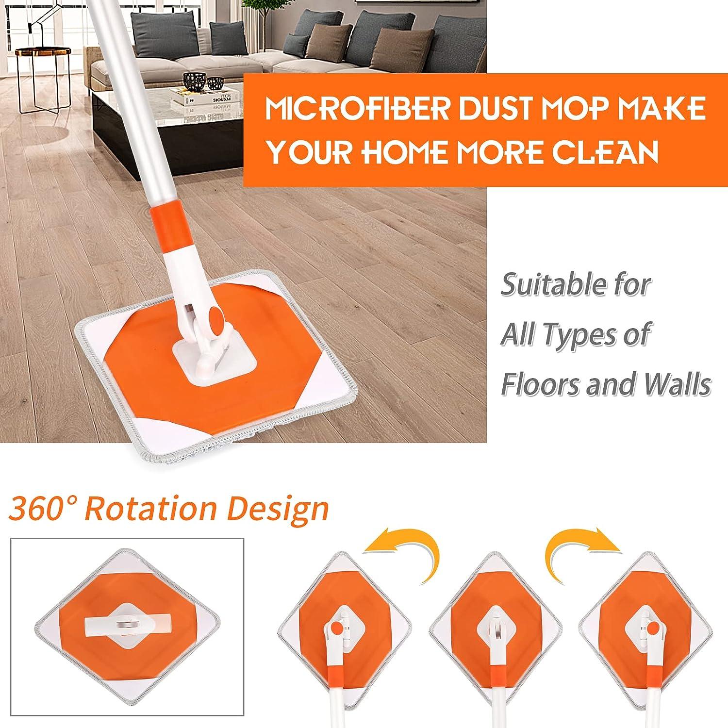 Baseboard Cleaner Tool with Handle Reusable Mop Cleaning Pad with