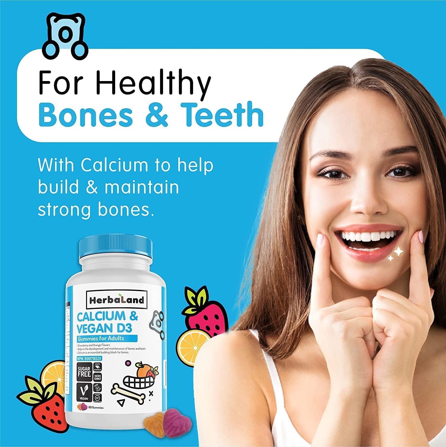 Herbaland Vitamin D3 & Calcium Adult Gummies 60ct Support Bone Health