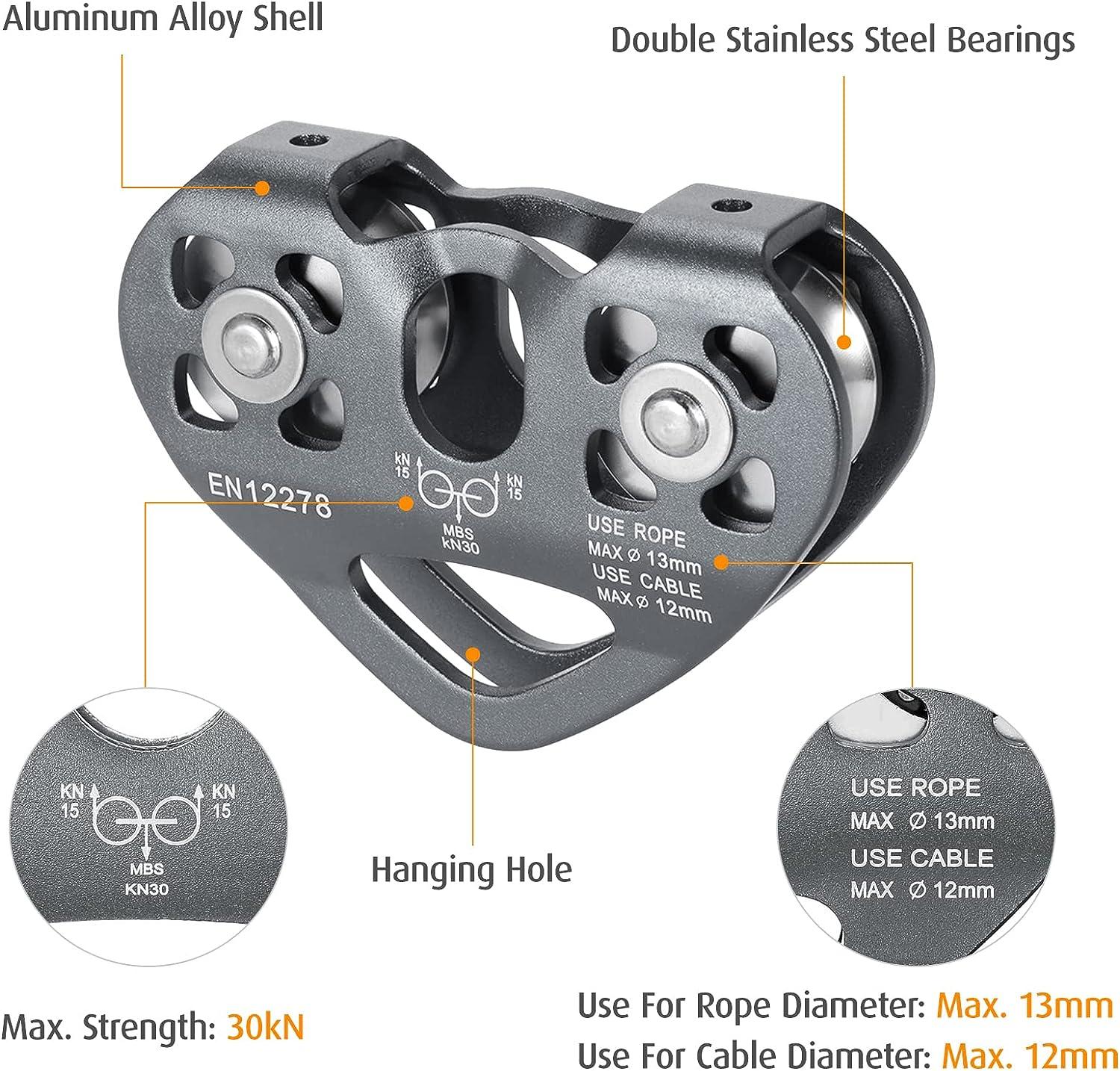 Lixada 30KN Tandem Speed Zip Line Pulley for Cable Backyard Zipline
