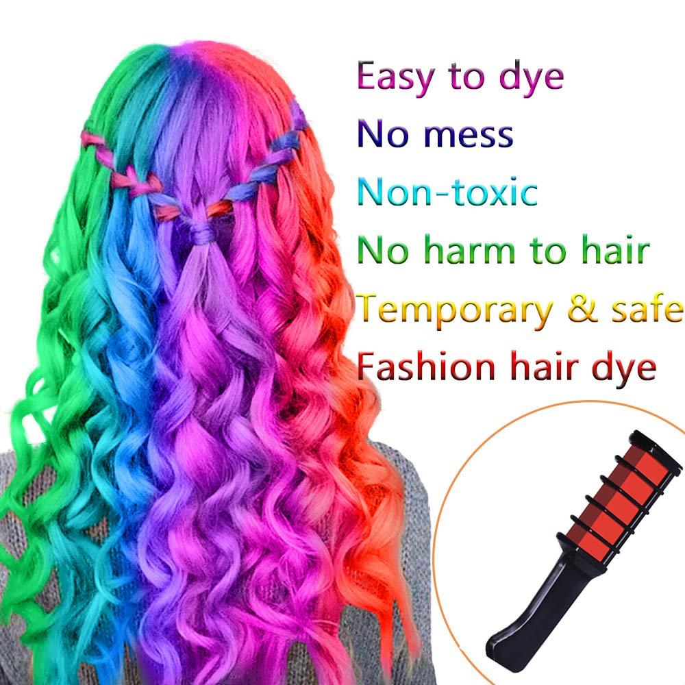 New Hair Chalk Comb Temporary Hair Color Dye for Girls Kids, Washable Hair  Chalk for Girls Age 4 5 6 7 8 9 10 Birthday Cosplay DIY, Halloween, New  Year 6 Colors