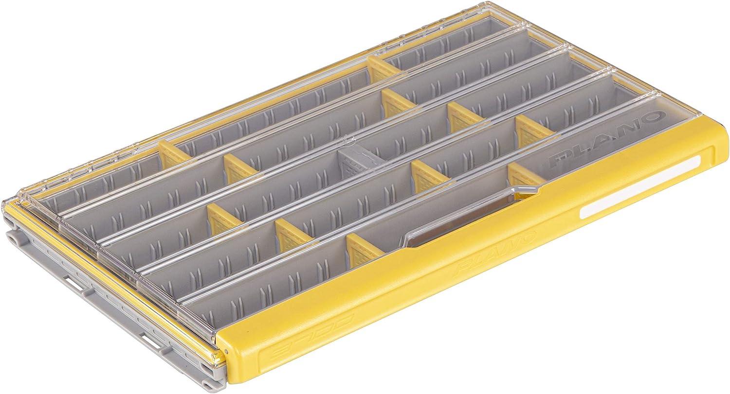 Plano Edge 3700 Premium Thin Tackle Utility Box, Clear and Yellow,  Waterproof and Rust-Resistant Bait and Tackle Box Storage Organization 3700  Thin