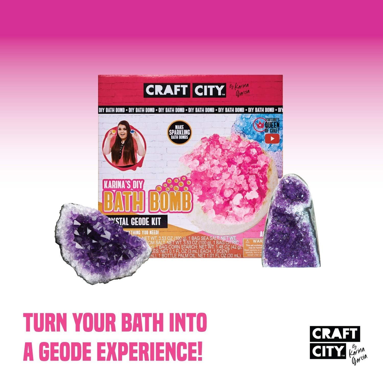 Craft City Karina Garcia DIY Make Your Own Bath Bomb Kit, Crystal Geode  Craft Kit