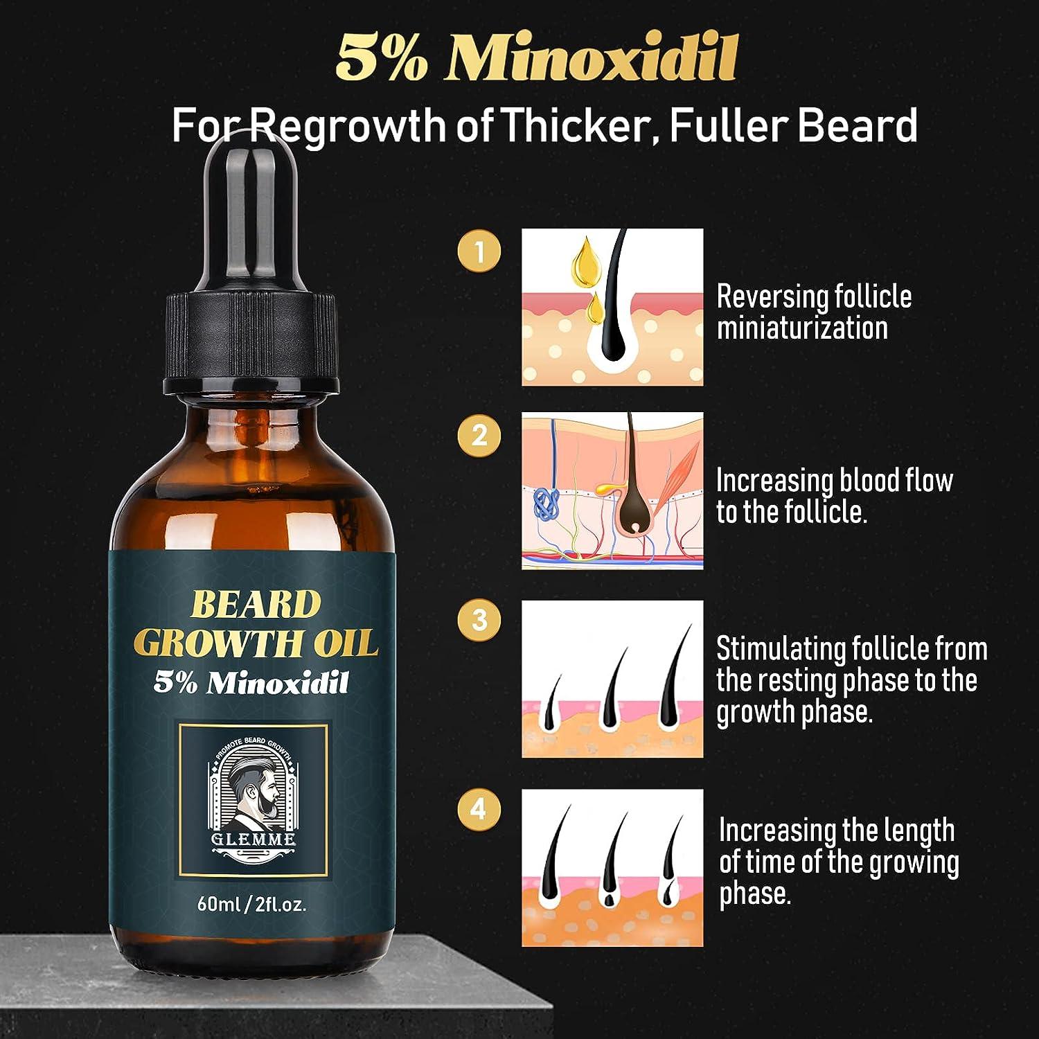 5 Minoxidil Beard Growth Oil for Men Biotin Serum for Patchy Beards