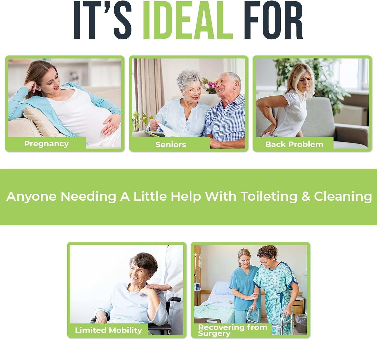 Juvo Toilet Aid 18 Long Reach Personal Wiping Aid with Hygienic Cover