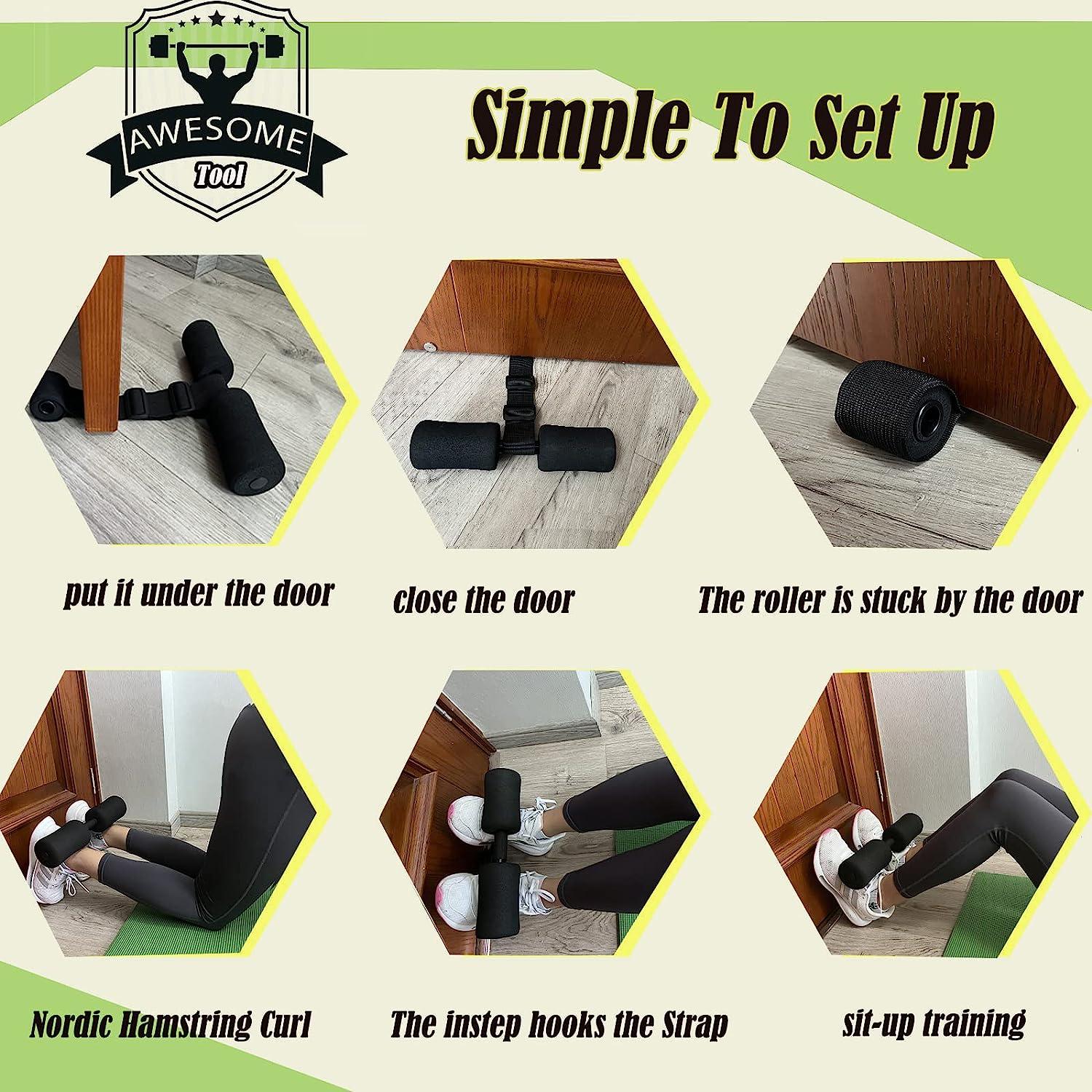 Denlydom Nordic Hamstring Curl Strap,Portable Ab Leg Hamstring Exercise ...