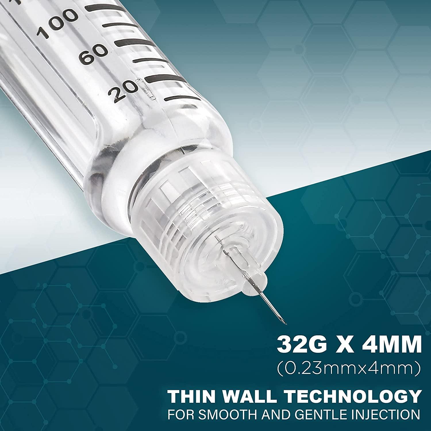 LotFancy Insulin Pen Needles, Pack of 110, 4mm x 32G (5/32), Diabetic Pen  Needles for Insulin Injections