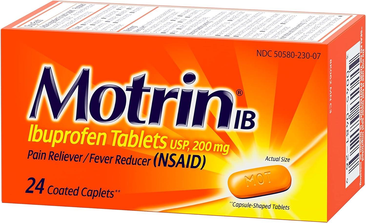 Motrin IB Ibuprofen 200mg Tablets for Fever Muscle Aches Headache