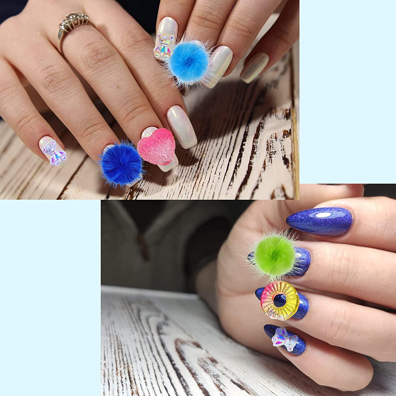 5pcs Magnetic Pom Pom ,Nail Charms, Plush Ball Nail Art Decoration,  Detachable Reusable Nails Accessories ,Fur Nail Kawaii Kit - AliExpress