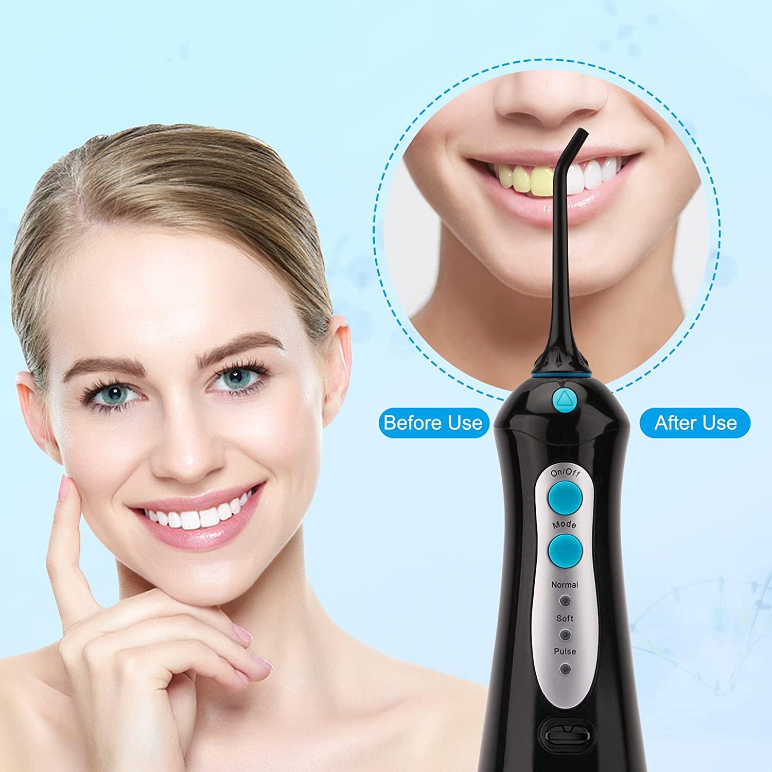 Cordless Water Flosser with 3 Modes & 4 Tips Portable Oral Irrigator