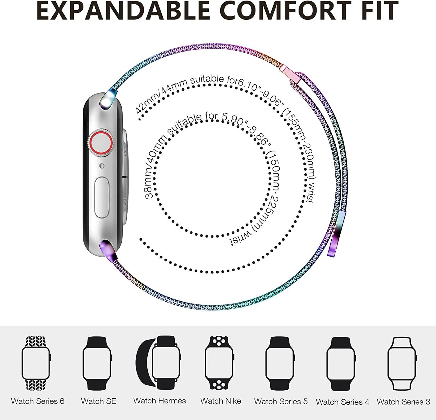 OULUOQI Stainless Steel Mesh Loop Magnetic Clasp Band for Apple