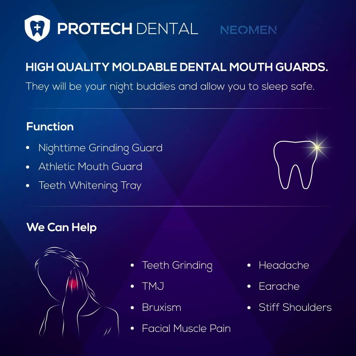 Neomen Mouth Guard for Grinding Teeth Pack of 4 Stops Bruxism and