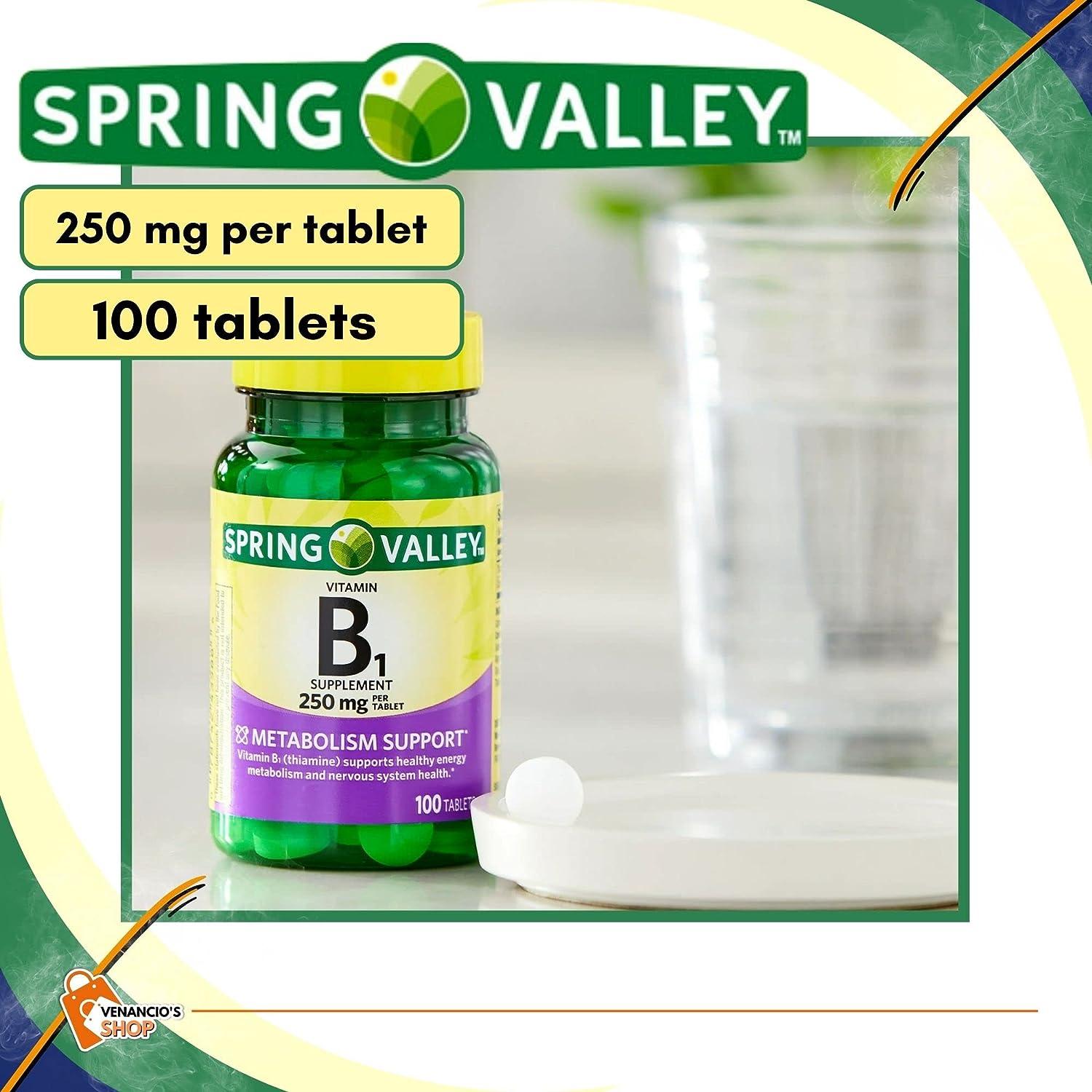 Vitamin B1 (Thiamine) Tablets, 250mg,100 Ct, Supports Energy Production