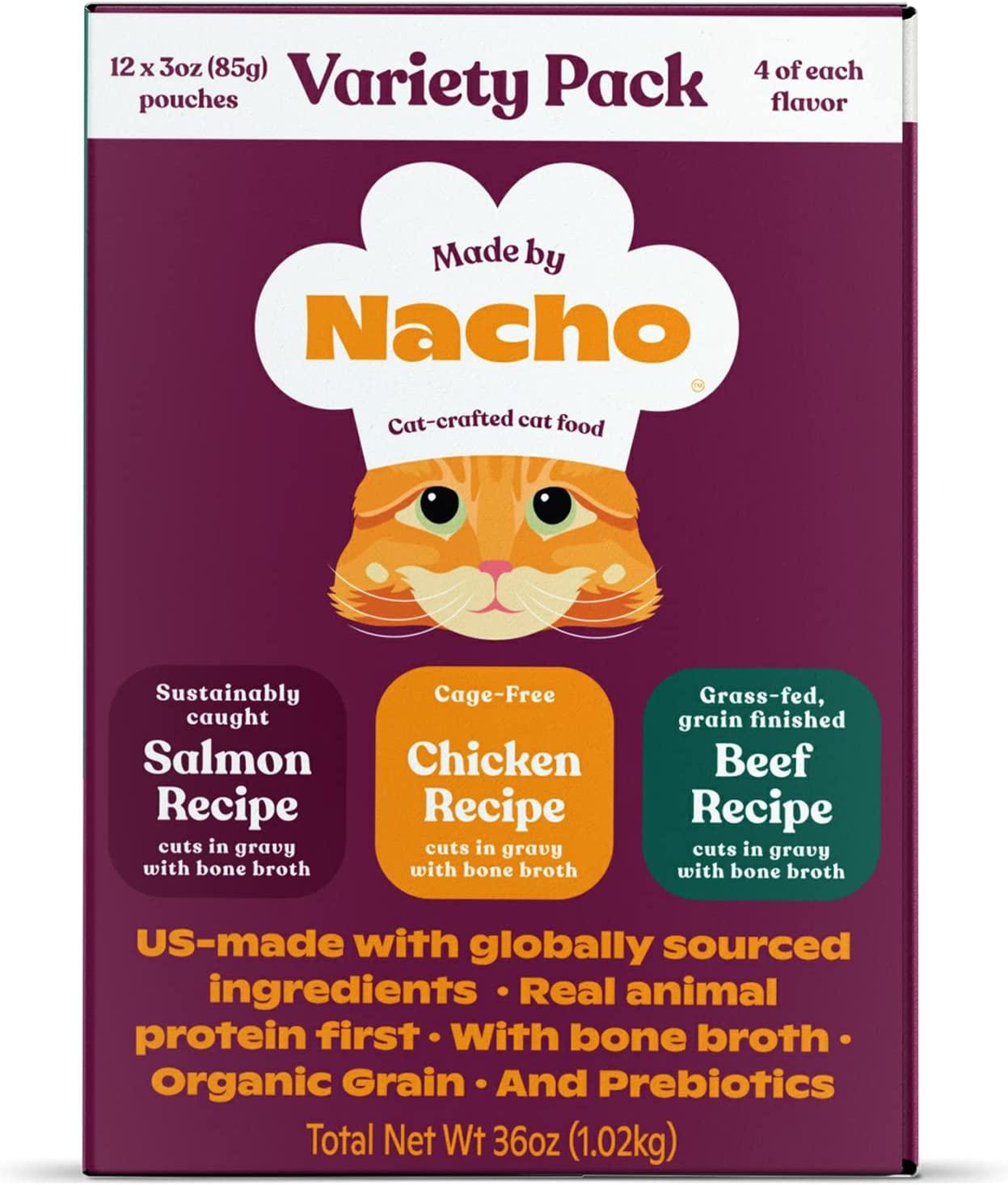 Made by Nacho Wet Cat Food, Cuts in Gravy, Beef Recipe, CageFree