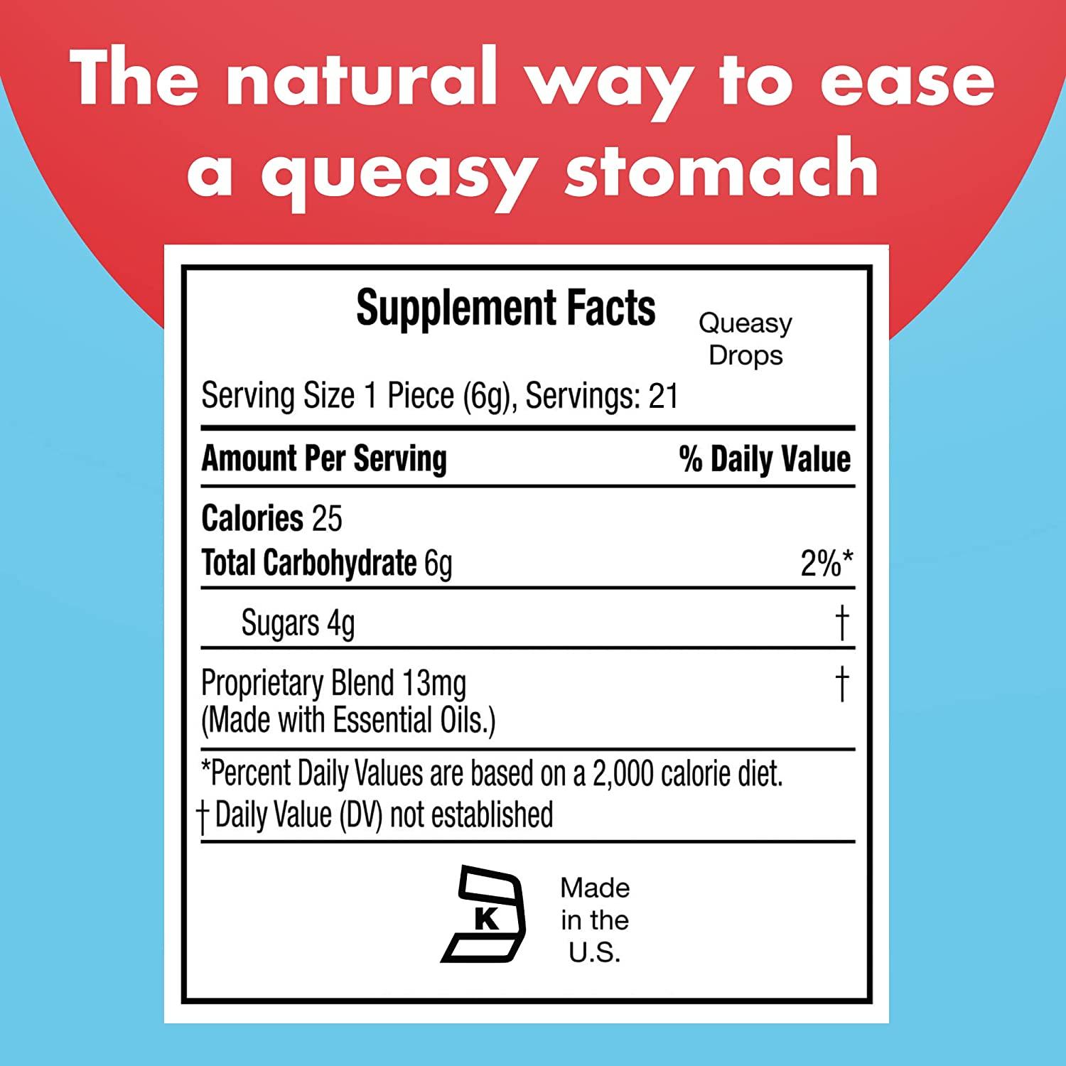 Queasy Drops 3 Pack 21 Drops Each Nausea Relief (Chemo, Motion Sickness, Hangover etc