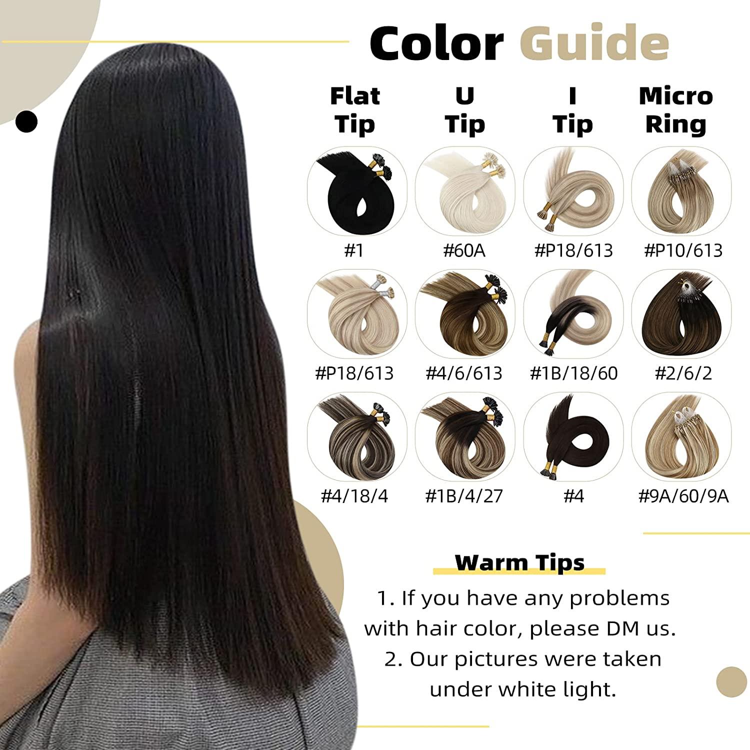 Ugeat Utips Hair Extensions Human Hair 24 Inch Pre Bonded Hair