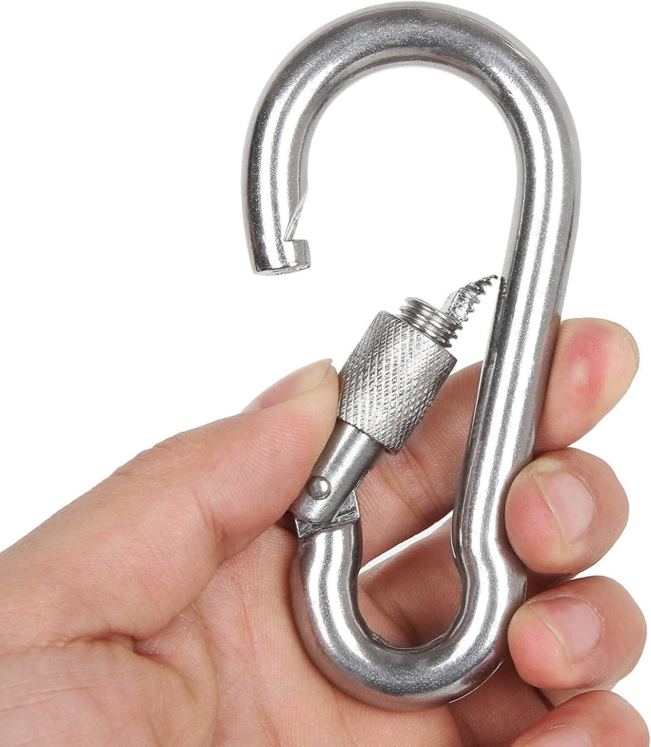 Acquwistach 6 Pack Locking Carabiners Clips 3.15 Stainless Steel