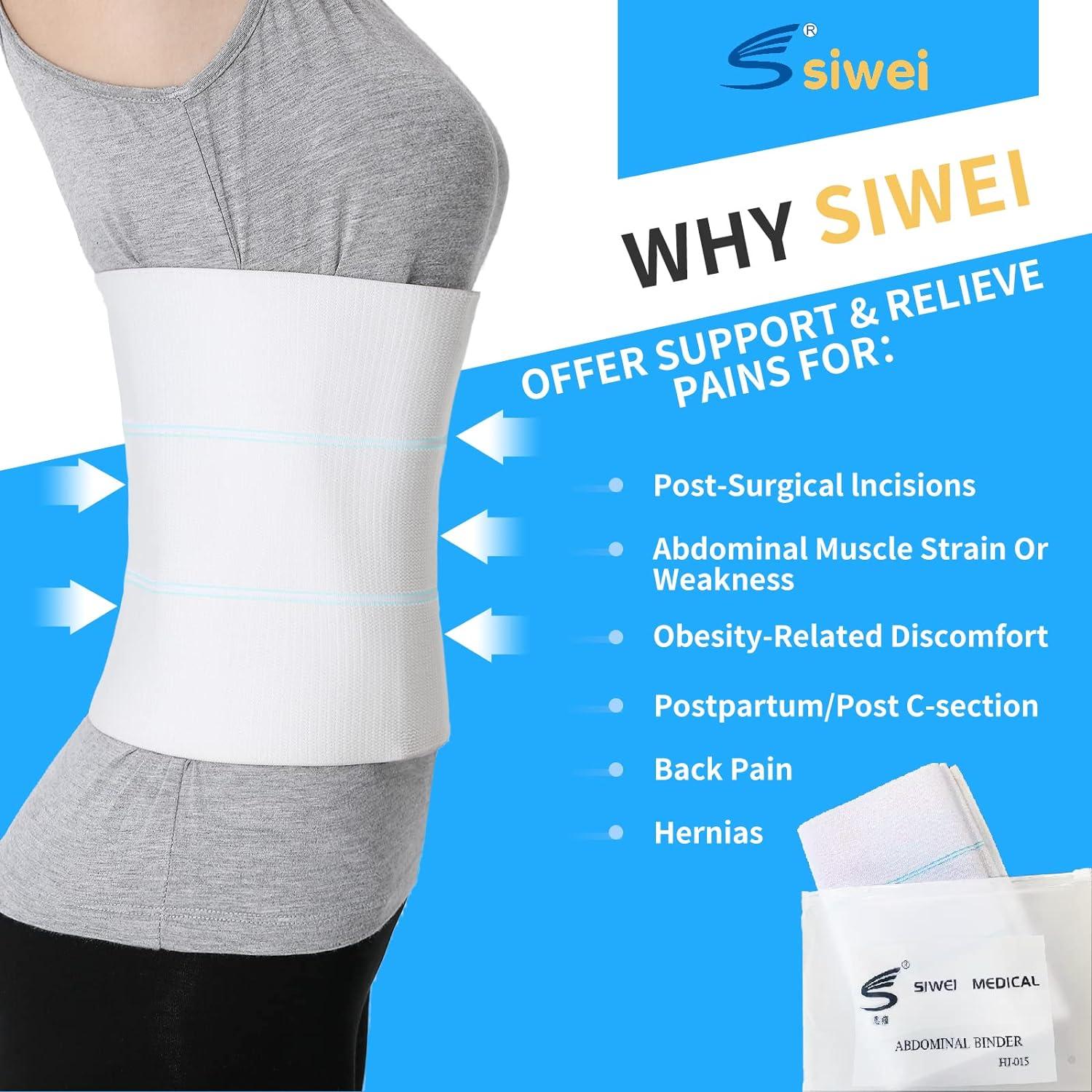S SIWEI 2 Pack Abdominal Binder Post Surgery Stomach Compression for Men  and Women Postpartum Tummy Tuck Belt Belly Band Stomach Wrap High  Elasticity Breathable - (30 - 45) 3 PANEL - 9 (2 Pack) 30-45 WHITE