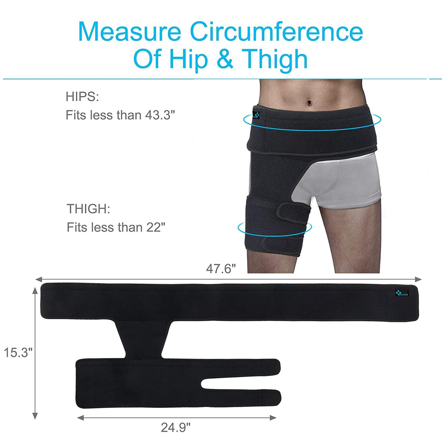 REAQER Hip Thigh Support Brace Groin Compression Wrap for Pain Relief