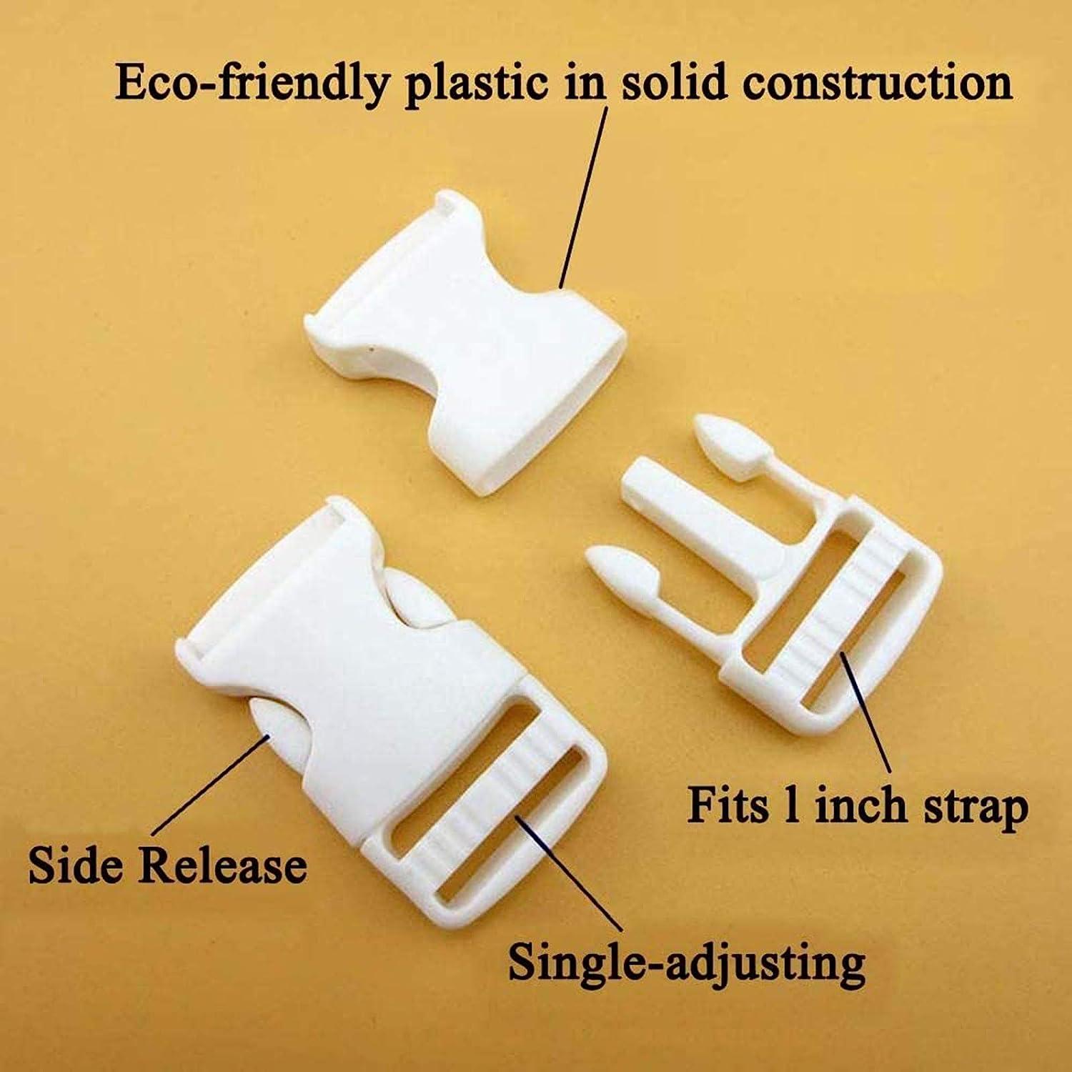 Beaulegan Plastic Buckles 1 Inch (Pack of 10) - Quick Side Release for  Luggage Straps, Pet Collar, Backpack Repair, One Adjustable End, White  White Single Adjust - 1(10 Pcs)
