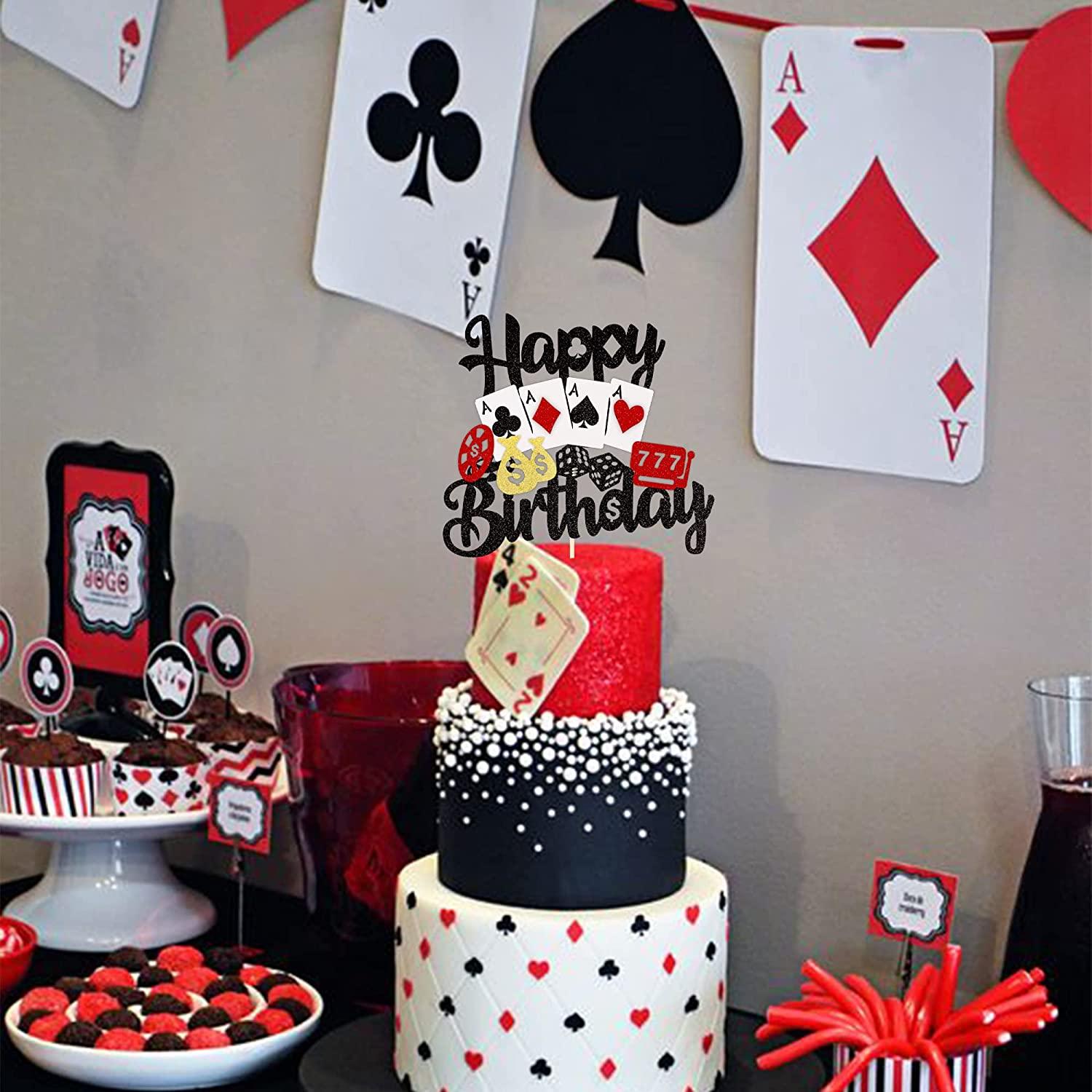 1 PCS Casino Cake Topper Poker Game Chips Player Happy Birthday ...