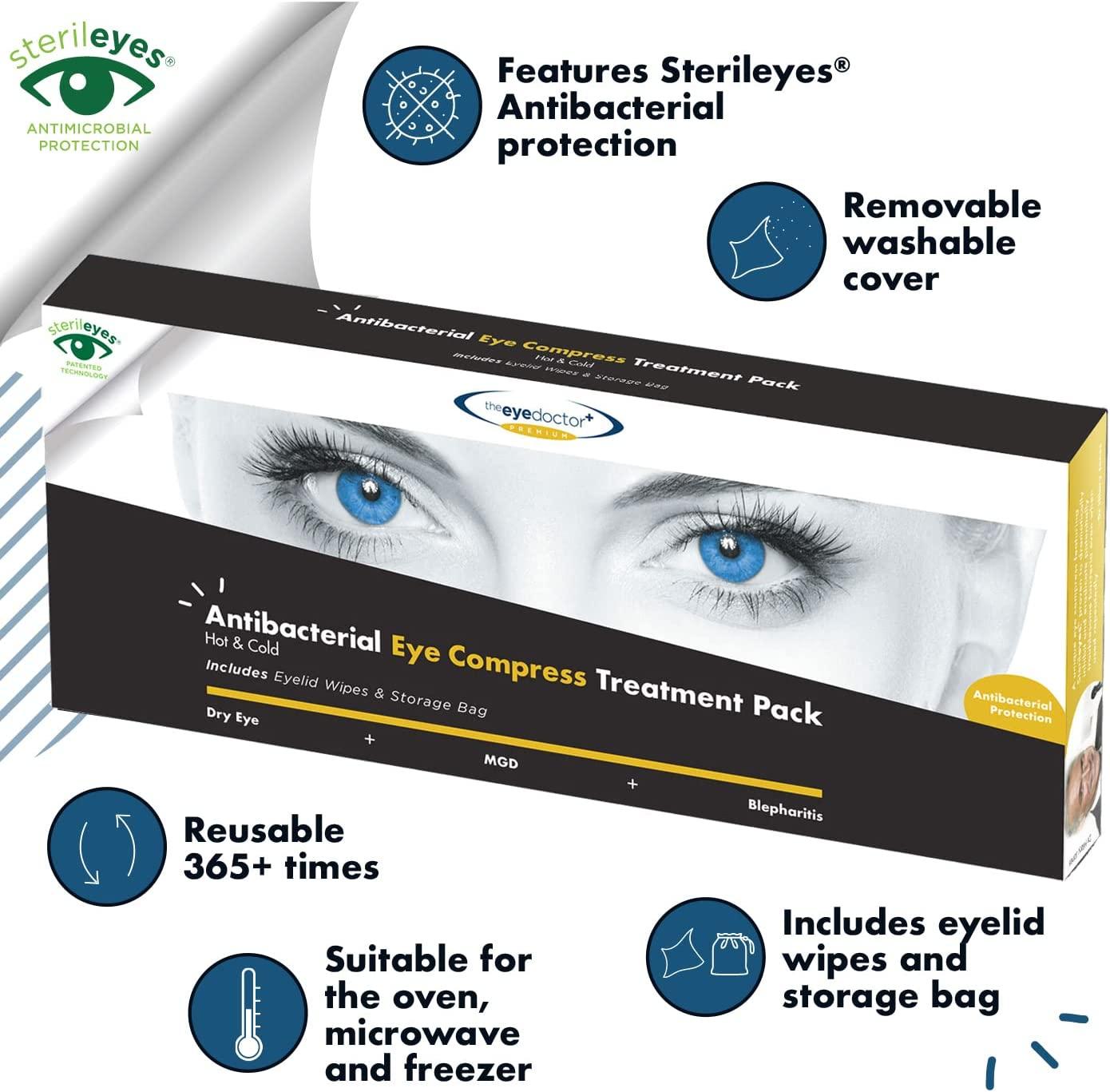 Eye Doctor Sterileyes Hot & Cold Compress for Dry Eye, Blepharitis & MGD Includes 6 Wipes