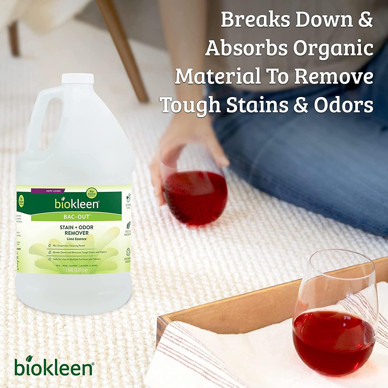 Biokleen Bac-Out Stain Remover for Clothes & Carpet - 128 Ounce - Enzyme,  Destroys Stains & Odors Safely, for Pet Stains, Laundry, Diapers, Wine,  Carpets - Eco-Friendly, Plant-Based