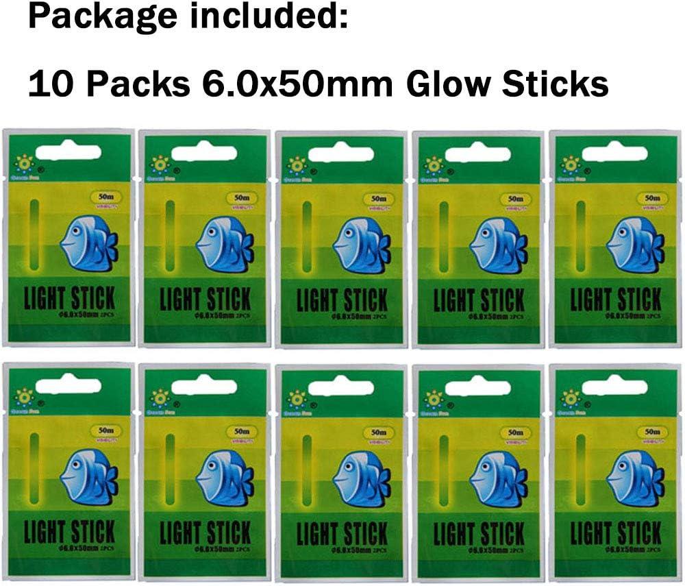 QualyQualy Fishing Glow Sticks for Bobbers 1 1.5 2 3 Fishing Bobber  Lights, Fishing Rod Bell Alarm Lights, Bobber Glow Sticks Bulk Kit 50Pcs  20Pcs 10Pcs 20 Pcs 6.0*50mm(2)