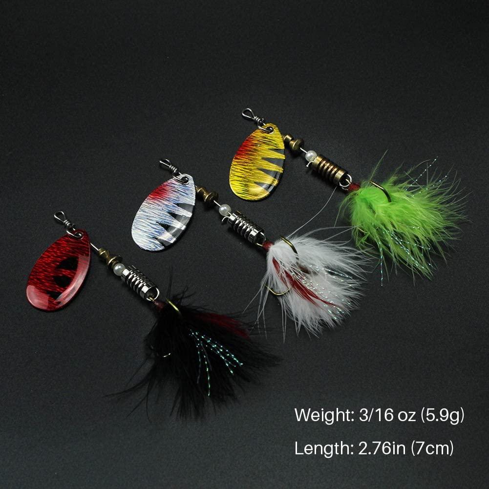 Fishing Lures 10pcs Spinner Lures Baits with Tackle Box, Bass