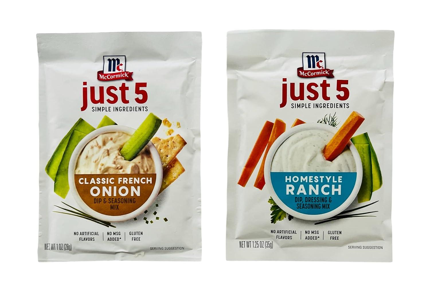 McCormick French Onion Dip & Ranch Dip / Dressing Seasoning Mix Bundle