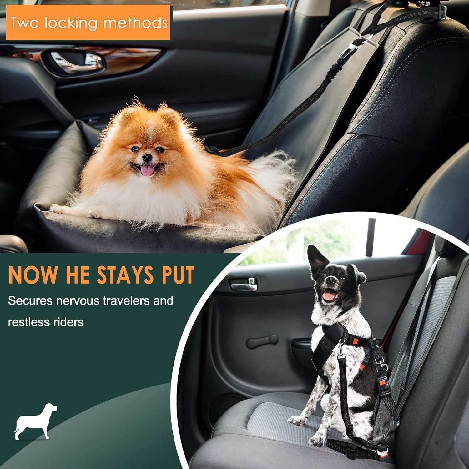 2-Pack Adjustable Dog Car Seat Belt For Ultimate Pet Safety - Nylon Harness