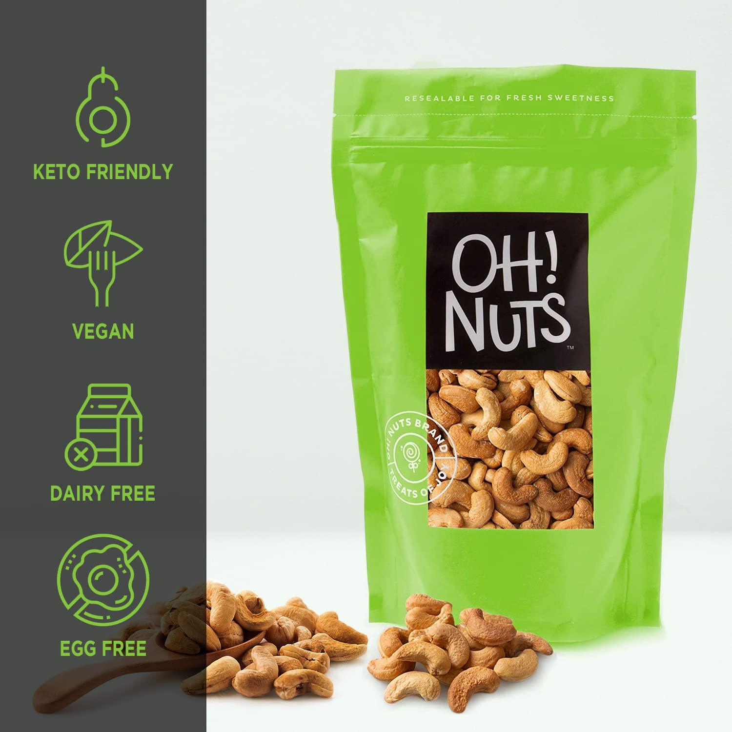 Oh! Nuts Dry Roasted Unsalted Cashews AllNatural, No Additives, No