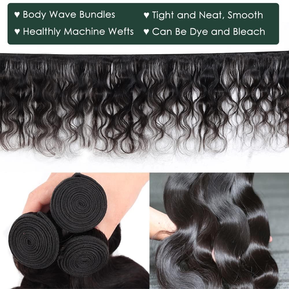 Abbily Hair 10A Brazilian Deep Wave 3bundles With Closure Human Hair(20 22 ＿ 並行輸入品 屋外照明