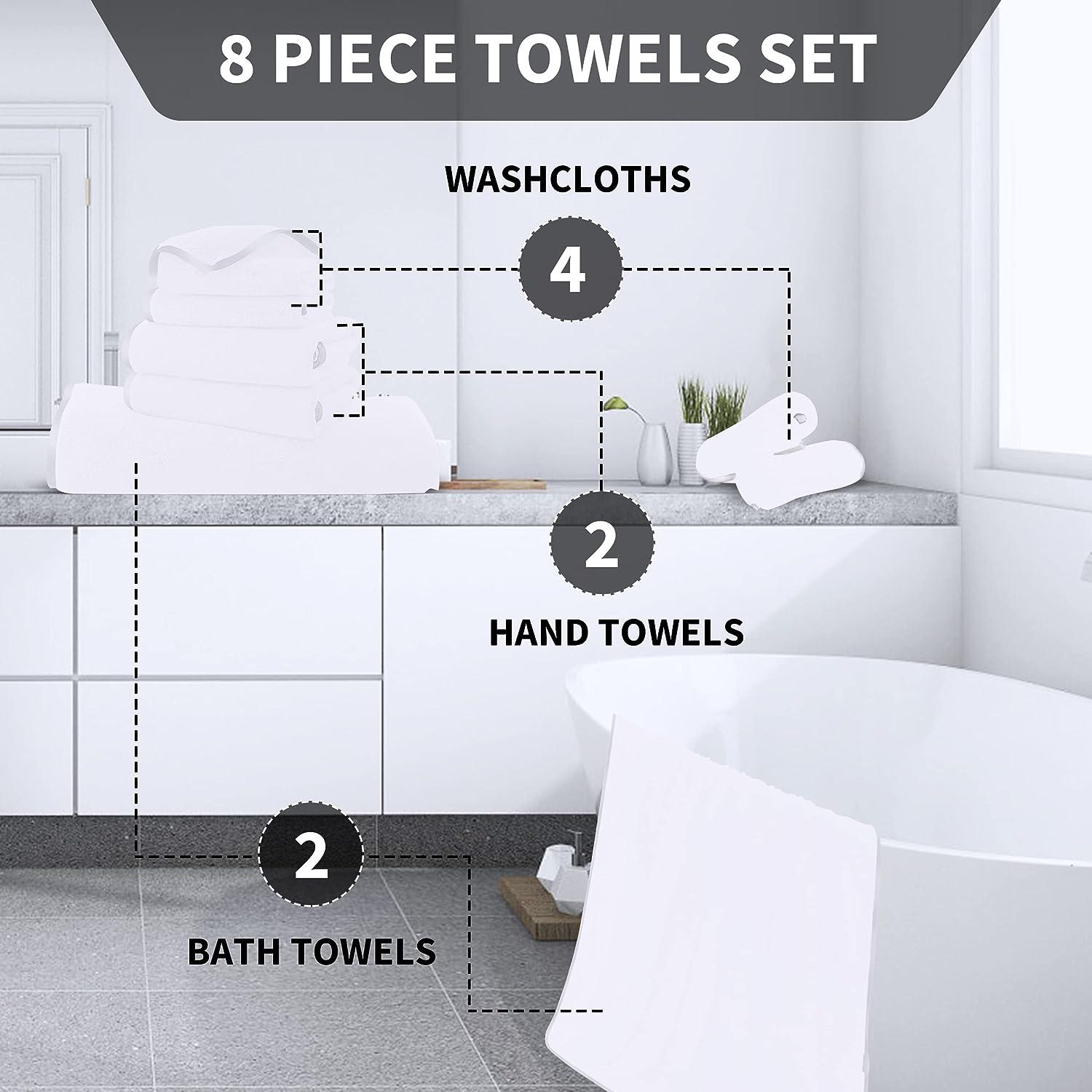 Cosy Family Microfiber 8 Piece Towel Set 2 Bath Towels 2 Hand