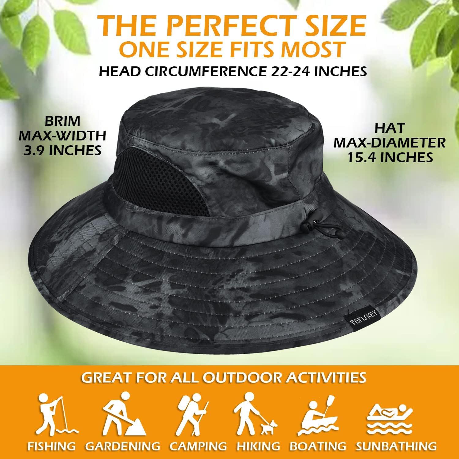 EINSKEY Sun Hat for Men/Women, Waterproof Wide Brim Bucket Hat Foldable Boonie  Hat for Fishing Hiking Garden Safari Beach 05 Dark Grey (Camo) One Size