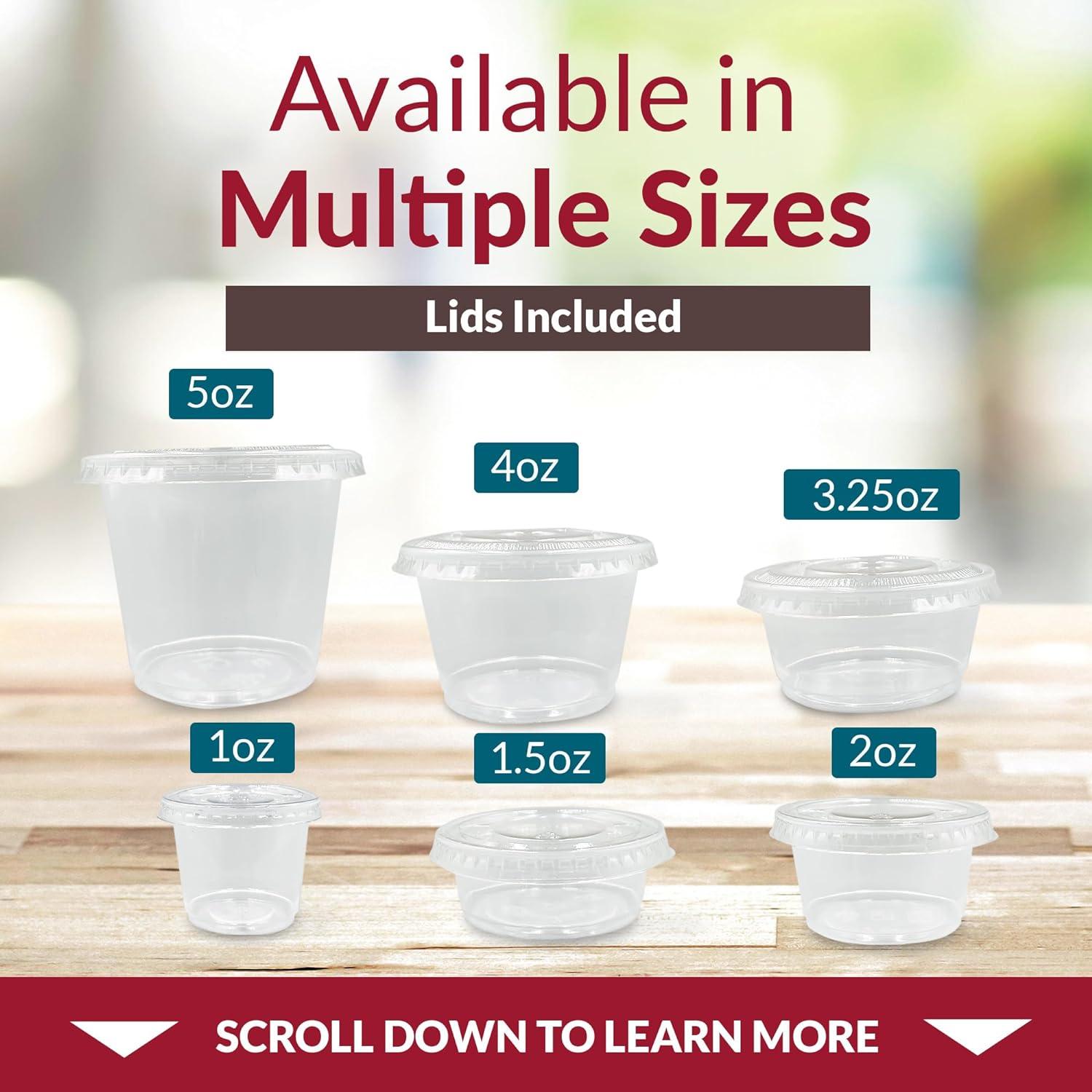 Reli. 1 oz Small Containers with Lids (500 Sets) | Jello Shot Cups with Lids  |