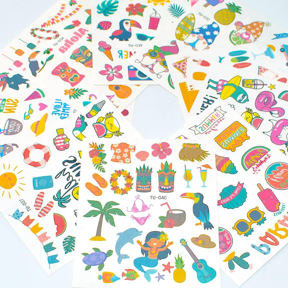 10 Sheets Hawaiian Temporary Tattoos Waterproof Hawaiian Themed Sticker
