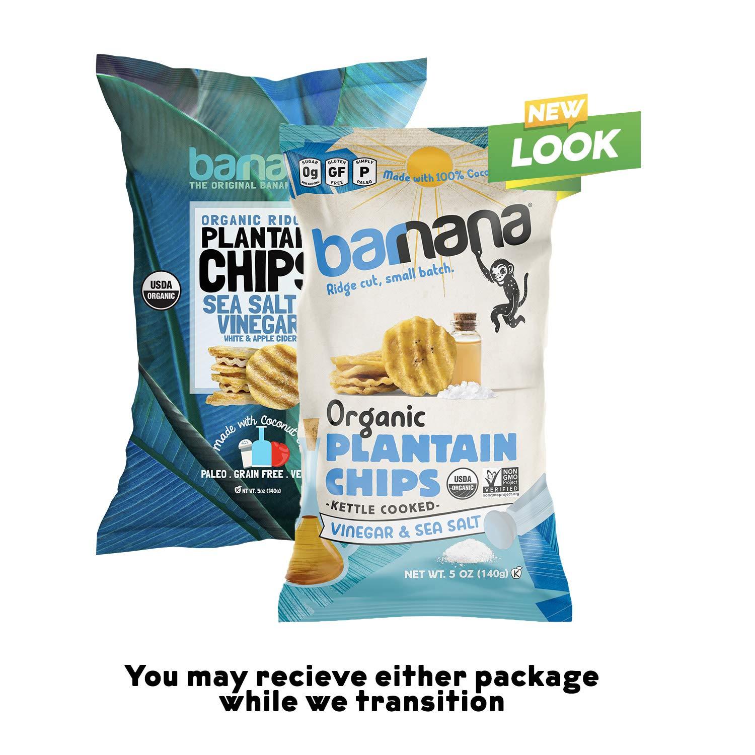 Barnana Organic Plantain Chips Salt & Vinegar 5 Ounce Barnana