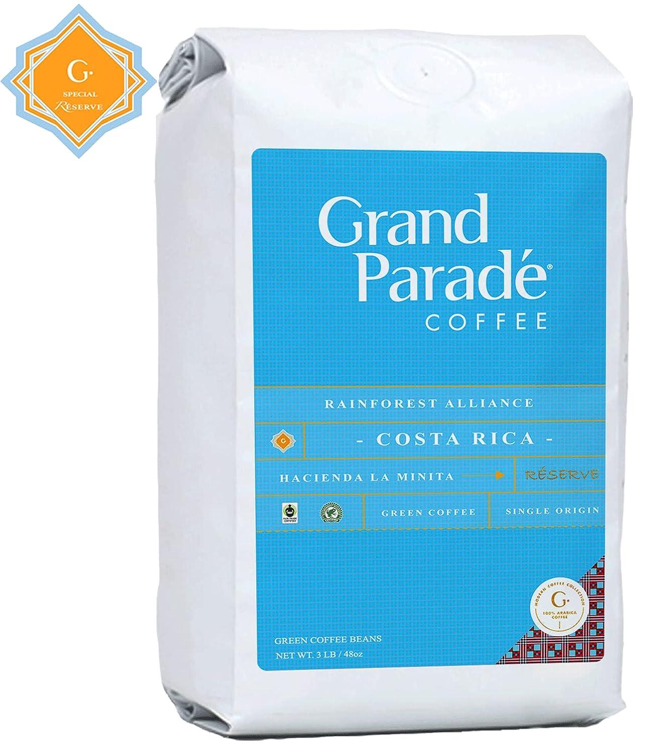 Grand Parade Coffee, 3 Lb Unroasted Green Coffee Beans Costa Rica Tarrazu Award Winner La