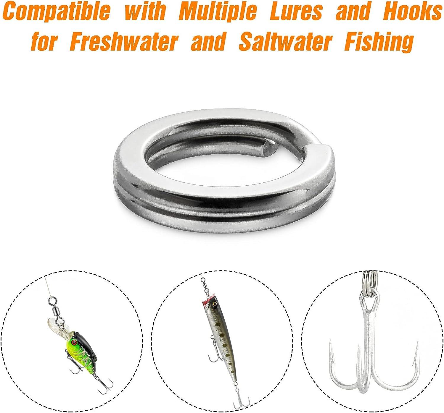 Alwonder 100 Pack Fishing Split Rings Stainless Steel Lure Rings, 9-400LB  Hyper Wire Fishing Rings Heavy Duty Flattened Saltwater Terminal Tackles  Lure Connectors Solid Rings Snap Rings Size10-200LB-14mm-100pk
