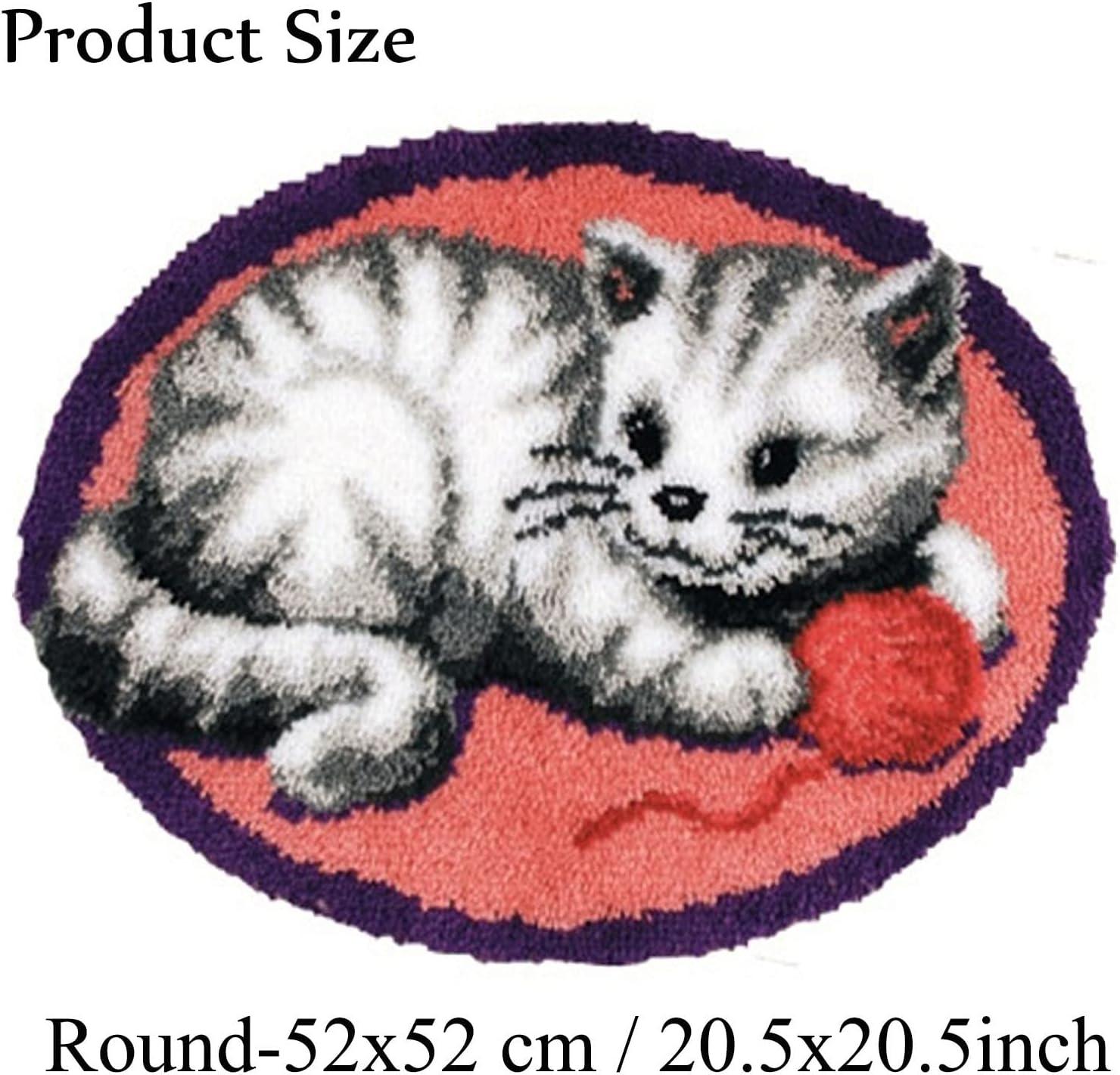 Buyecity Latch Hook Rug Kits for Adults, DIY Animal Cat Pattern