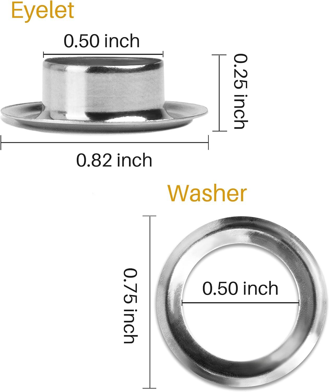 Grommet Tool Kit 1/2 Inch 150 Sets Eyelets and Grommets and 3 Pieces