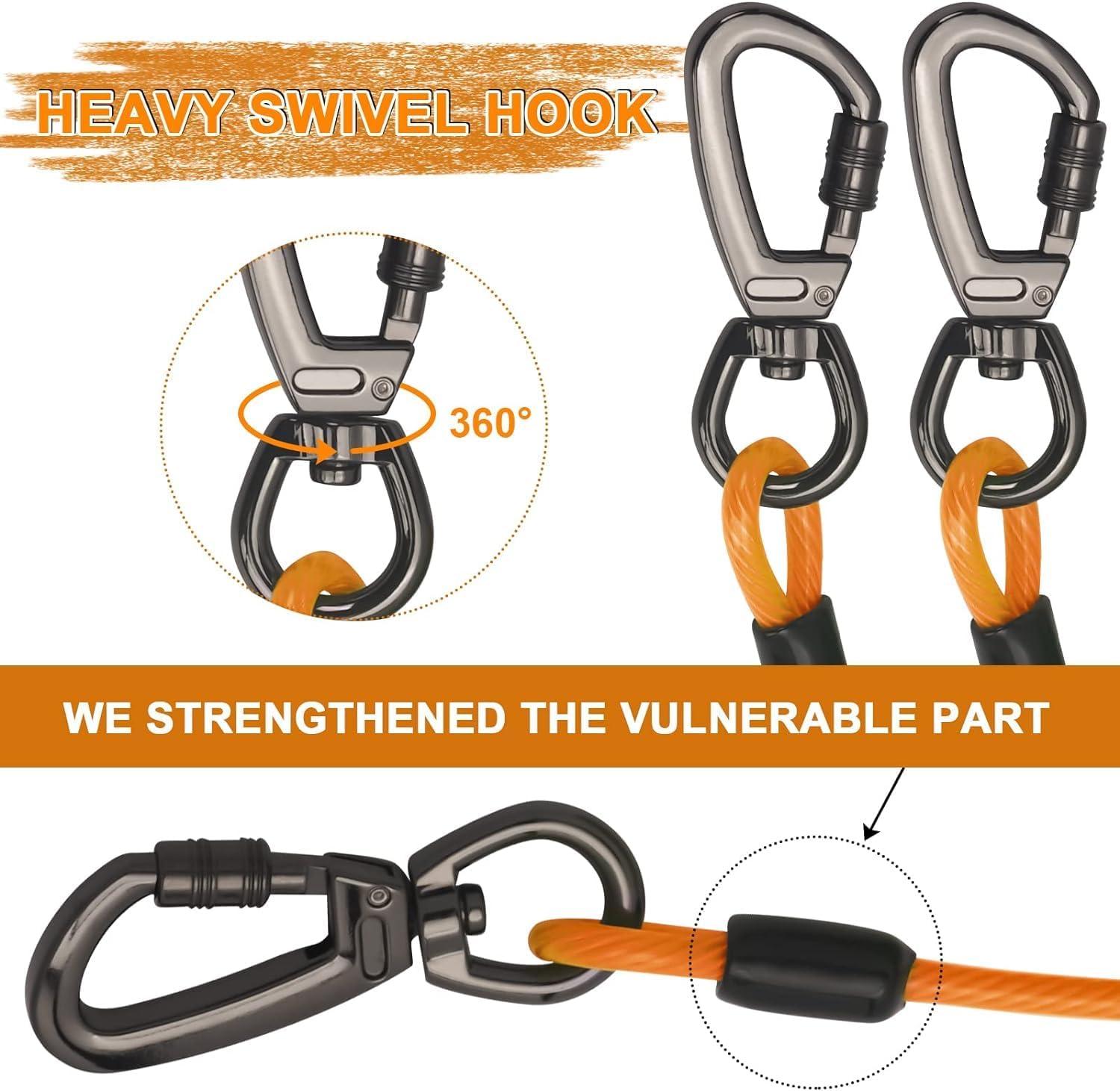 Dog Leash 50Ft Heavy Duty Tie Out Cable For Large Dogs Up To 125Lbs Dog  Runner Tether Line Dog Tie Out Cable For Large Dogs