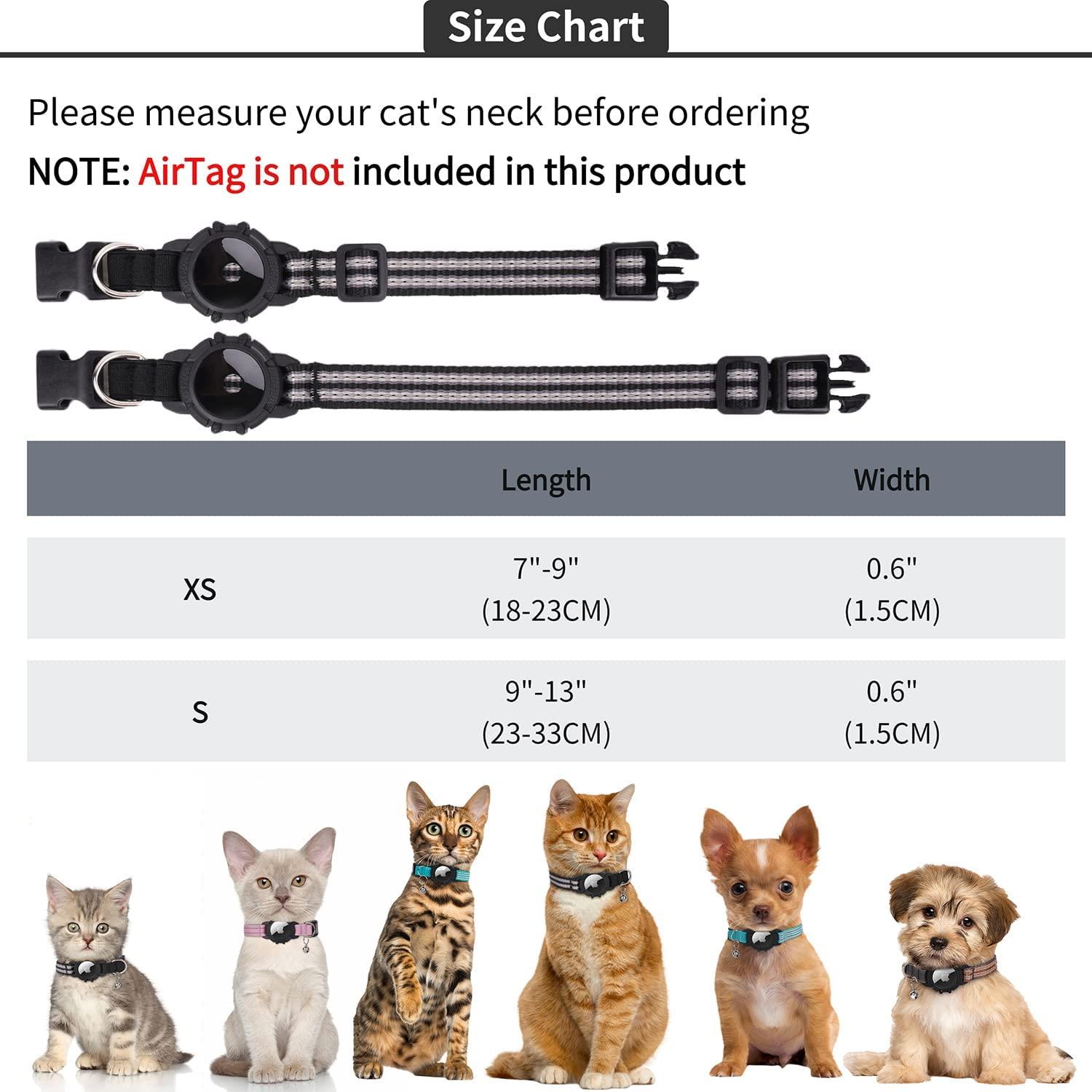 AirTag Cat Collar, FEEYAR Integrated Apple Air Tag Cat Collar