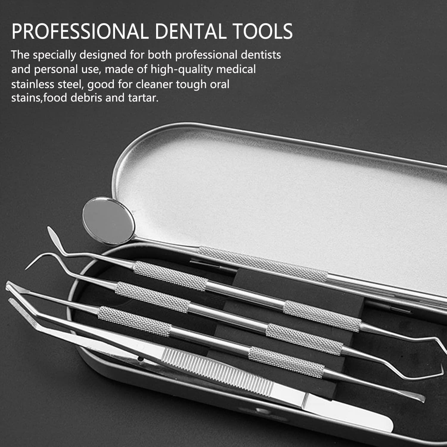 SENLMLER Dental Tools, Professional Teeth Cleaner Plaque Remover tool Kit,  Stainless Steel Dental Pick Scaler Tooth Tartar Cleaning Set for Dentist,  Personal Using, Pets Oral Care with Case Style 2
