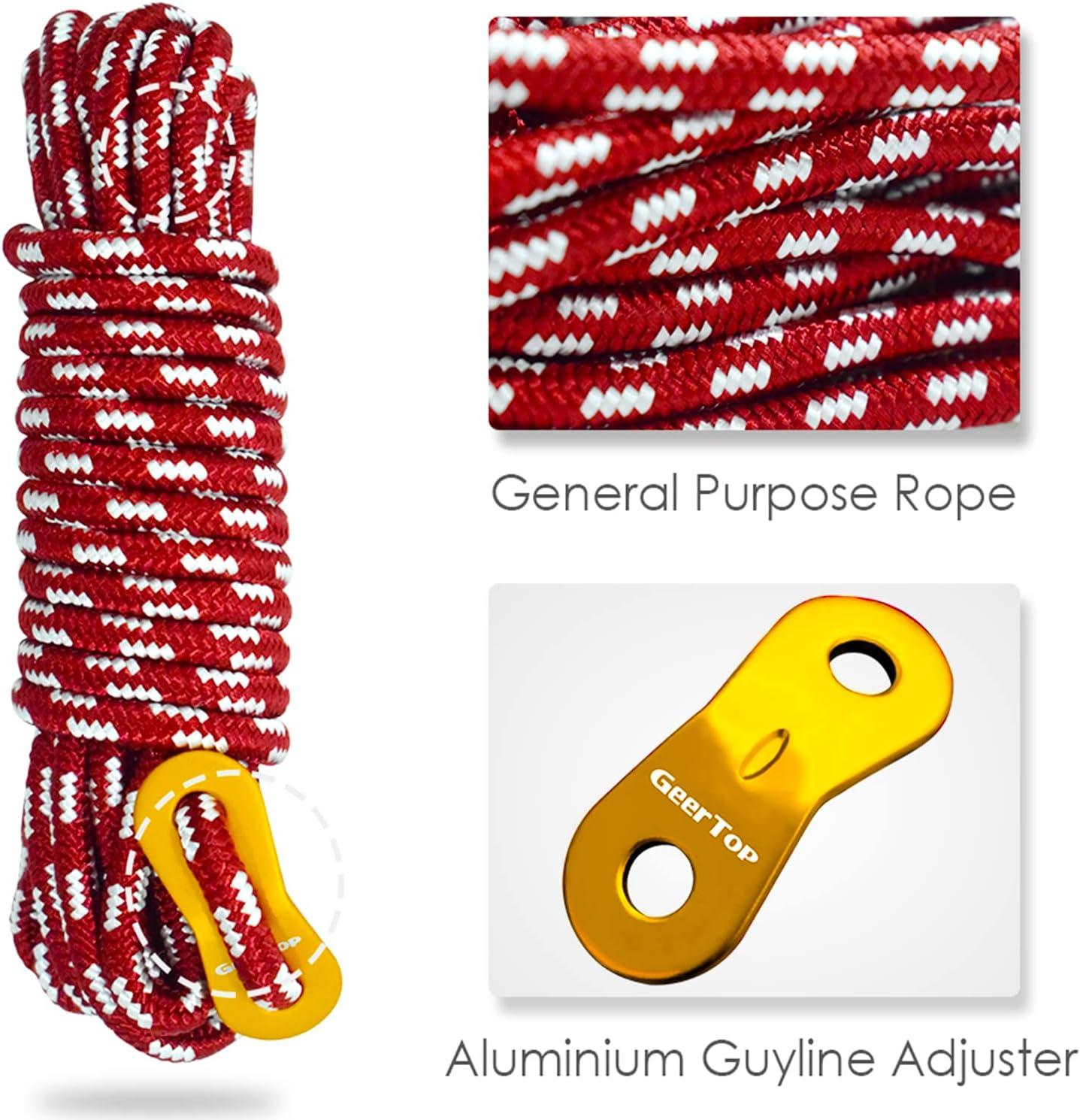 GEERTOP 6 Pack Ultralight 5mm Guy Lines with Aluminum Adjuster ...