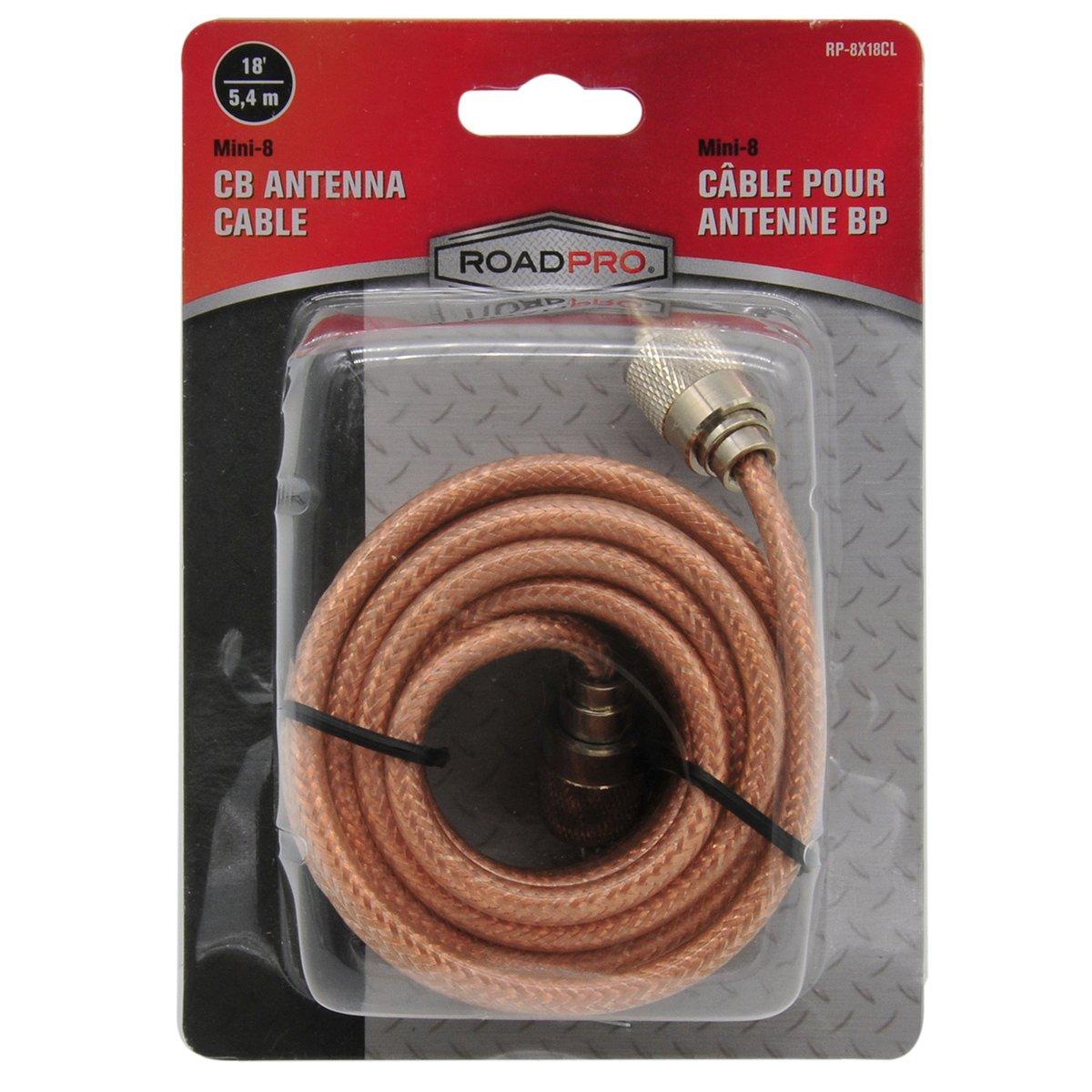 RoadPro RP8X18CL 18' Clear CB Antenna Mini8 Coax Cable with PL259